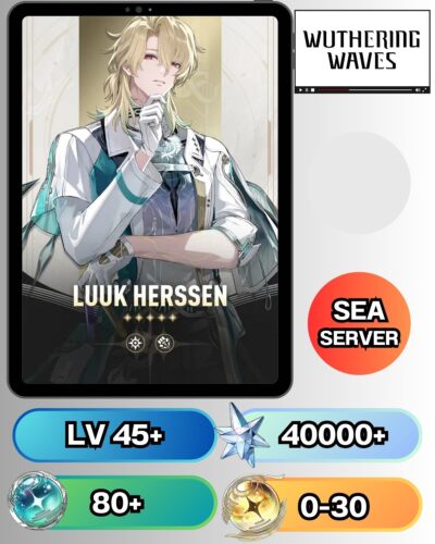 ID - WUTHERING WAVES  - [ เซิร์ฟเวอร์ SEA ] -  ตัวละคร Luuk Herssen - เพชร 40000+