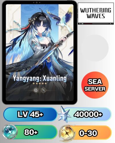 ID - WUTHERING WAVES  - [ เซิร์ฟเวอร์ SEA ] -  ตัวละคร Yangyang: Xuanling - เพชร 40000+